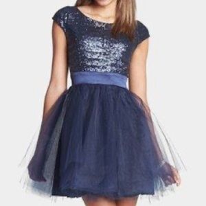 *NEW* Trixxi Navy Blue Sequin & Tulle Tutu Skater Party Dress, Sz 20, NWT